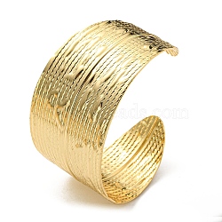 Rack Plating Brass Wide Cuff Bangles, Lead Free & Cadmium Free, Real 18K Gold Plated, Inner Diameter: 2-1/4 inch(5.8cm)(BJEW-D057-04G)