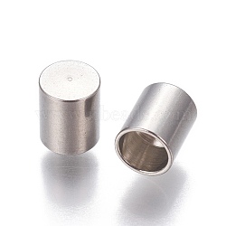 201 Stainless Steel Cord End Caps, Column, Stainless Steel Color, 6x5mm, Hole: 4mm(X-STAS-P239-08P)