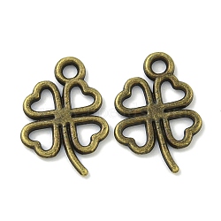 Tibetan Style Alloy Pendants, Lead Free & Cadmium Free, Clover, Antique Bronze, 16.5x11.5x1.5mm, Hole: 2mm(TIBE-I026-6029AB)