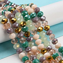 Glass Beads Strands, Faceted, Rondelle, Blanched Almond, 8x6mm, Hole: 1mm, about 65~68pcs/strand, 15.7~16.1 inch(40~41cm)(EGLA-A034-M8mm-17)