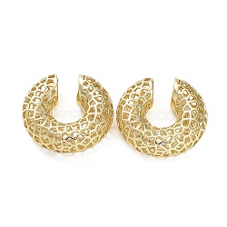 Rack Plating Hollow Brass Cuff Earring, Cadmium Free & Lead Free, Real 18K Gold Plated, 29.5x30.5x10mm(EJEW-M226-04G)