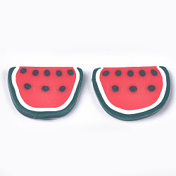 Handmade Polymer Clay Cabochons, Watermelon, Red, 17~18x23~24x2~3mm(CLAY-S091-47)