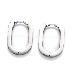 Tarnish Resistant 304 Stainless Steel Huggie Hoop Earrings, Oval, Stainless Steel Color, 17x12.5x3mm, Pin: 1mm(STAS-H156-11A-P)