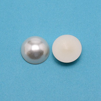 ABS Plastic Imitation Pearl Cabochons, Half Round, Silver, 18x5mm, about 200pcs/bag