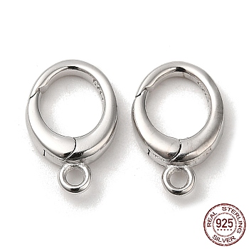 Rhodium Plated 925 Sterling Silver Twister Clasp, with S925 Stamp, Real Platinum Plated, 12x7x2.5mm, Hole: 1.4mm