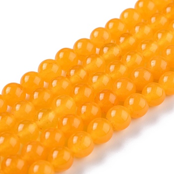Natural White Jade Beads, Round, Dyed, Orange, 10mm, Hole: 1.2mm, about 38pcs/strand, 14.96''(38cm)