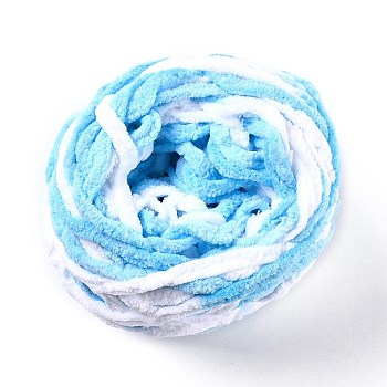 Soft Crocheting Yarn, Thick Knitting Yarn for Scarf, Bag, Cushion Making, Deep Sky Blue, 7~8mm, 65.62 yard(60m)/roll