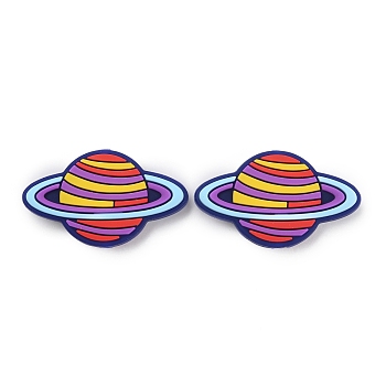 Silicone Beads, Planet, Purple, 21.5x36.5x8.5mm, Hole: 3mm