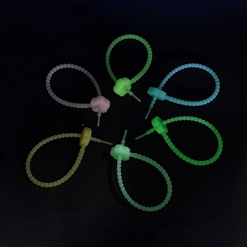 Luminous Silicone Cable Zip Ties, Glow in the Dark Cord Organizer Strap, for Wire Management, Flower Pattern, 215x20.5x7.5mm, Hole: 2.7mm