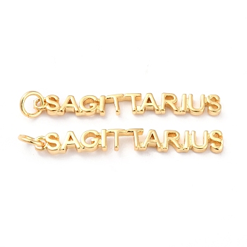 Brass Pendants, with Jump Rings, Long-Lasting Plated, Constellation/Zodiac Sign, Golden, Sagittarius, Sagittarius: 4x34x1.5mm, Hole: 3mm