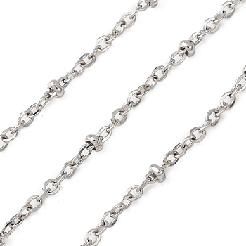 Tarnish Resistant 304 Stainless Steel Cable Chains, Soldered, Satellite Chains, with Rondelle Beads, Stainless Steel Color, 2x1.5x0.4mm
