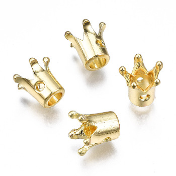 Rack Plating Alloy Beads, Cadmium Free & Lead Free, Crown, Light Gold, 9.5x10x9.5mm, Hole: 1.4mm