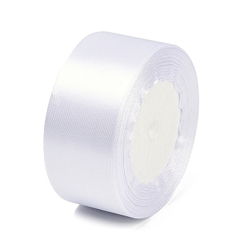 Single Face Solid Color Satin Ribbon, for Gift Packaging, Party Decoration, White, 1-1/2 inch(38~40mm), about 25yards/roll(22.86m/roll), 5rolls/group, 125yards(114.3m/group)