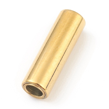 Ion Plating(IP) 304 Stainless Steel Magnetic Clasps, Column, Real 18k Gold Plated, 16.0x5mm, Hole: 3mm