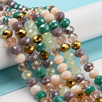 Glass Beads Strands, Faceted, Rondelle, Blanched Almond, 8x6mm, Hole: 1mm, about 65~68pcs/strand, 15.7~16.1 inch(40~41cm)