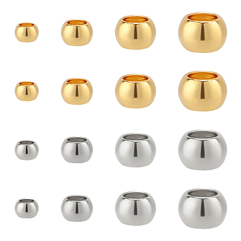 800Pcs 8 Styles 304 Stainless Steel Spacer Beads, Rondelle, Golden & Stainless Steel Color, 1.5~3x0.8~2mm, Hole: 0.8~1.4mm, 100pcs/style