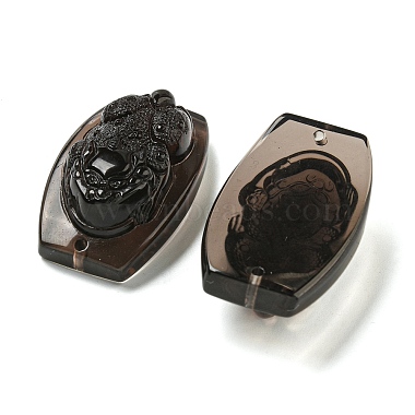 Natural Ice Obsidian Carved Connector Charms(G-Q191-01A)-2