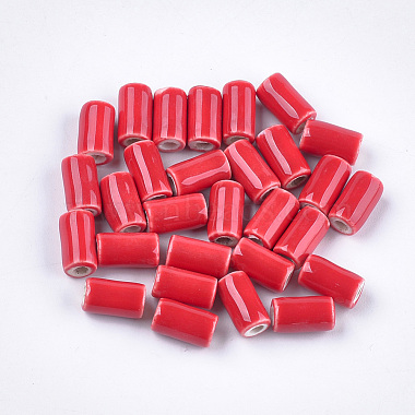 10mm Red Column Porcelain Beads