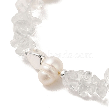 Natural Pearl & Quartz Crystal Beaded Bracelets(BJEW-C051-27S)-2
