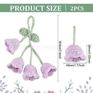 2Pcs Crochet Lily of The Valley Polyester Car Hanging Pendant(HJEW-FG0001-14C)-2