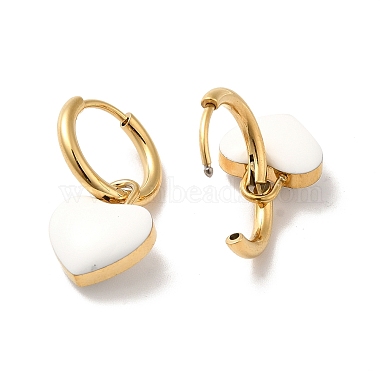 Enamel Heart Dangle Hoop Earrings(STAS-H175-26G-A)-2