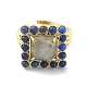 Natural Labradorite & Lapis Lazuli Rectangle Adjustable Ring(RJEW-B030-01A-08)-3
