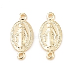 Brass Oval with Virgin Connector Charm, Lead Free & Cadmium Free, Long-Lasting Plated, Rack Plating, Real 18K Gold Plated, 17x8x2mm, Hole: 1mm(KK-Z146-31G)
