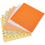 7 Sheets Cotton Fabric, for Patchwork, Sewing Tissue to Patchwork, Square with Flower Pattern, Orange, 250x250x7mm(DIY-CP0013-22A)