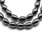 Non-magnetic Synthetic Hematite Oval Beads Strands, Grade AA, 6x4mm, Hole: 1mm, about 65pcs/strand, 16 inch(X-G-F161-32B)