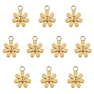 10Pcs 430 Stainless Steel Small Flower Connector Charms, Metal Daisy Pendant for Jewelry Earring Bracelet Handmade Making, with Open Loop, Stainless Steel Color, 9mm(JX237A)