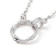 Interlocking Double Rings Pendant Necklace, Brass Couple Necklace for Women, Platinum, 17.17 inch(43.6cm)(NJEW-G073-07B-P)