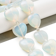 Opalite Beads Strands, Heart, with Seed Beads, 19~19.5x20x10mm, Hole: 1.5mm, about 17pcs/strand, 15.75 inch(40cm)(G-C150-A33-01)