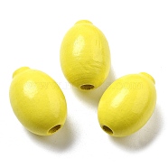 Schima Wood European Beads, Lemon, 27.5x19.5mm, Hole: 5mm(WOOD-G023-13B)