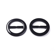 Resin Buckle Clasps, For Webbing, Strapping Bags, Garment Accessories, Flat Round, Black, 42x4mm, Hole: 13x28mm(RESI-WH0008-23A)