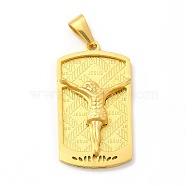 Ion Plating(IP) 304 Stainless Steel Religion Pendants, Rectangle with Jesus Charms with Snap on Bails, Golden, 42x23x5mm, Hole: 9x4mm(STAS-E184-06G)