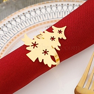 Christmas Iron & Alloy Napkin Rings, Napkin Holder Adornment, Restaurant Daily Accessiroes, Golden, Christmas Tree, 5mm, Inner Diameter: 38mm, Tree: 54x48mm(XMAS-K001-02A)