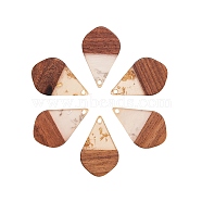 Transparent Resin & Walnut Wood Pendants, with Foil, Waxed, Teardrop, Mixed Color, 28x18x3.5mm, Hole: 1.8mm, 12pcs/box(RESI-CJ0001-51)