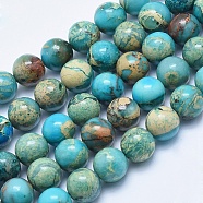 Natural Aqua Terra Jasper Beads Strands, Dyed, Round, 10~10.5mm, Hole: 1mm, about 39pcs/strand, 15.7 inch(40cm)(G-E444-14A-10mm)