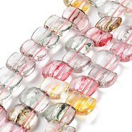 Transparent Glass Imitation Gemstone Beads Strands, Rectangle, Colorful, 17x12.5x7.5~8mm, Hole: 1.2mm, about 28pcs/strand, 13.78 inch(35cm)(GLAA-G105-01D)