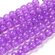 Spray Painted Crackle Glass Beads Strands, Round, Blue Violet, 4mm, Hole: 1.1~1.3mm, about 200pcs/strand, 31.4 inch(CCG-Q001-4mm-12)