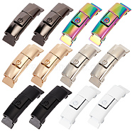 12 Pairs 6 Colors Zinc Alloy One-click Hook Buckle for Canvas Sports Shoes, Metal No Tie Elastic Shoelaces Crimp Ends, Mixed Color, 10.5x27x7mm, 2 pairs/color(FIND-CP0001-40)
