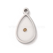 Non-Tarnish 304 Stainless Steel Pendants, Teardrop Charm, Stainless Steel Color, 21.5x12.5x2.5mm, Hole: 1.8mm(STAS-R222-04P)