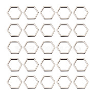 304 Stainless Steel Linking Rings, Hexagon, Stainless Steel Color, 18x20x2mm(STAS-TA0004-46)