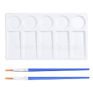 Painting Supplies, with Plastic Imitation Ceramic Palettes, Rectangular Watercolor Oil Palettes & Art Brushes Pen Value Sets, Mixed Color(AJEW-NB0001-76)