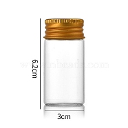 Clear Glass Bottles Bead Containers, Screw Top Bead Storage Tubes with Aluminum Cap, Column, Golden, 3x6cm, Capacity: 25ml(0.85fl. oz)(CON-WH0085-75D-02)