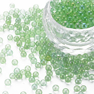 DIY 3D Nail Art Decoration Mini Glass Beads, Tiny Caviar Nail Beads, AB Color Plated, Round, Light Green, 3.5mm, about 450g/bag(MRMJ-N028-001B-B08)