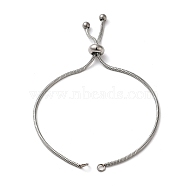 Adjustable 304 Stainless Steel Bracelet Making, Slider Bracelets, Stainless Steel Color, 23x0.18~0.2cm, Hole: 2~3mm(STAS-G169-02P-A)