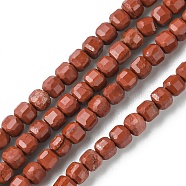 Natural Red Jasper Beads Strands, Faceted, Cube, 2.5x2.5x2.5mm, Hole: 0.6mm, about 167pcs/strand, 15.55 inch(39.5cm)(G-F748-I01)