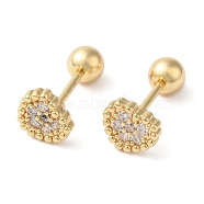 Heart Bow Brass Micro Pave Clear Cubic Zirconia Ear Plug Gauges, Golden, 6.4x5.4mm(EJEW-L289-03G-06)