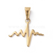 304 Stainless Steel Pendants, for Valentine's Day, Heartbeat, Golden, 20x24x1mm, Hole: 7.5x3mm(X-STAS-I127-033G)